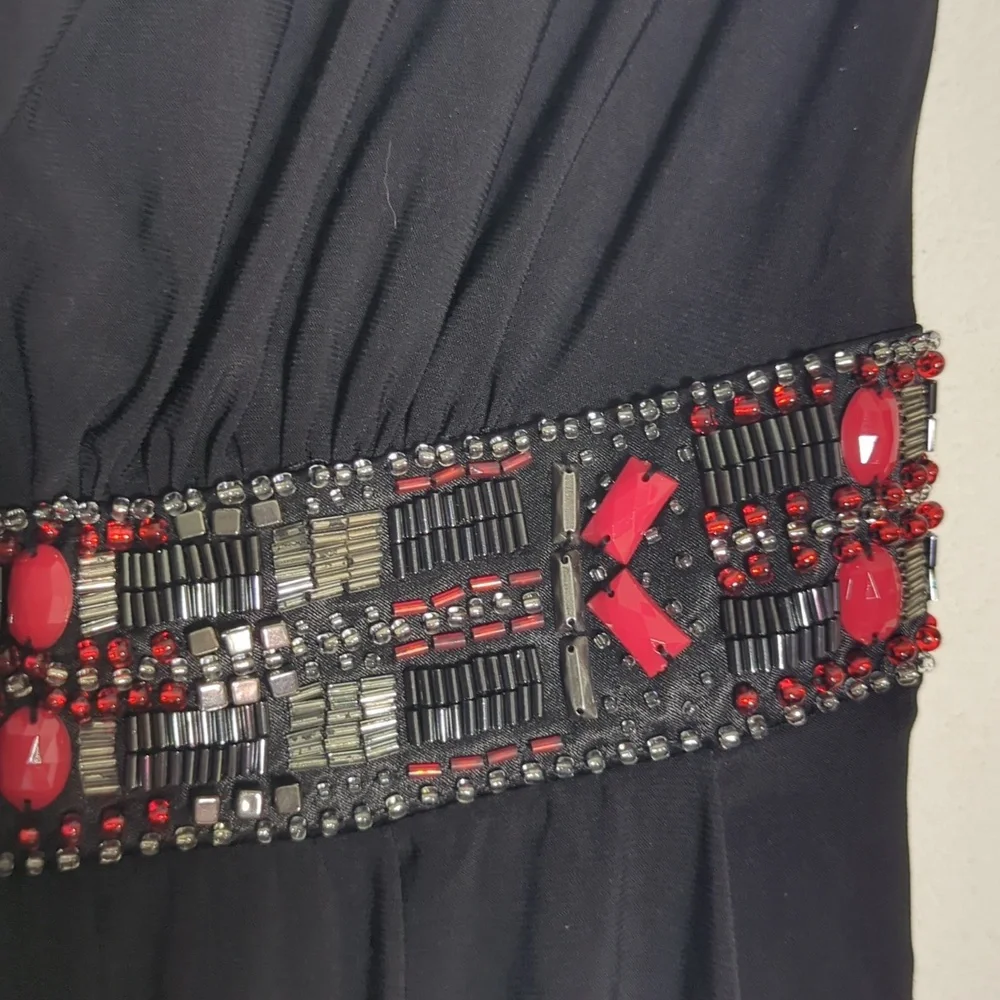 White House Black Market Womens Dress Strapless Jersey Beads Christmas Holiday 6